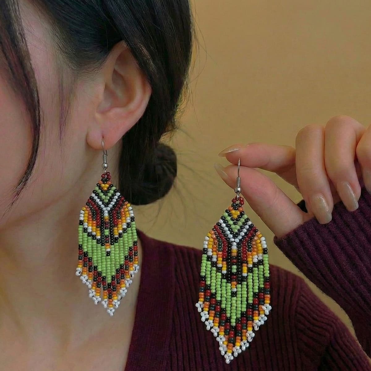 aretes flequillos multicolor 1