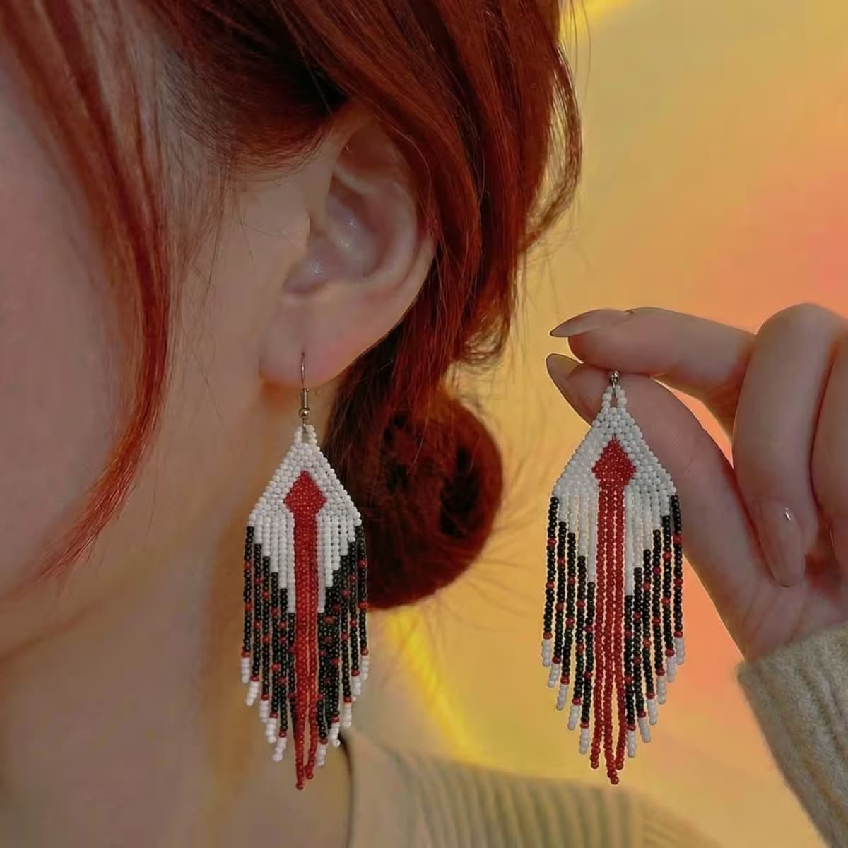 aretes flequillos rombo