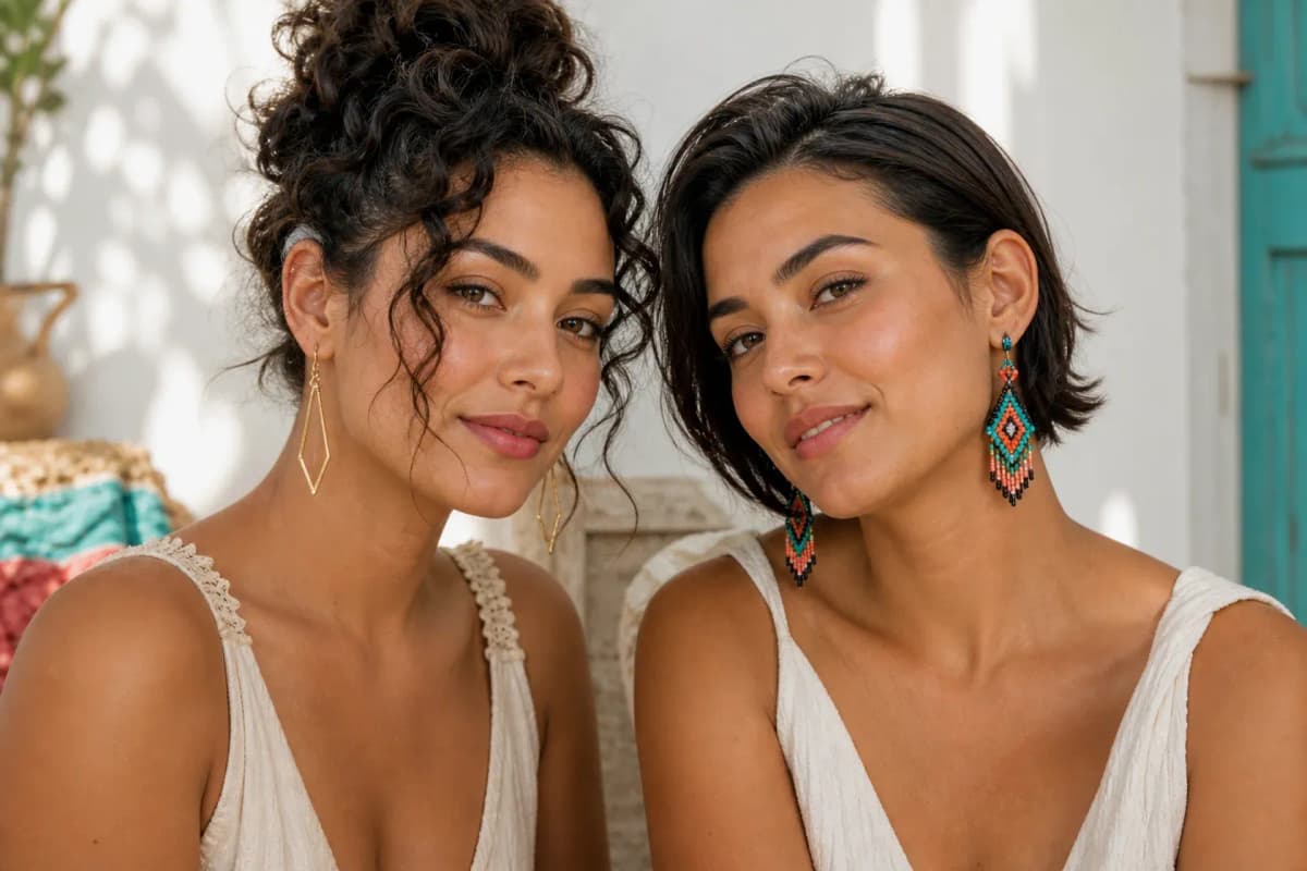 Mujeres con distintos peinados usando aretes de varias formas y tamaños