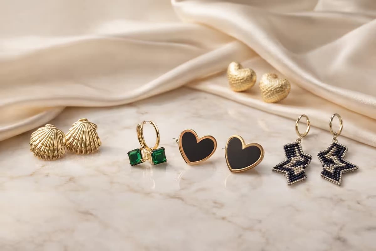 Aretes artesanales elegantes con diseño moderno sobre fondo claro